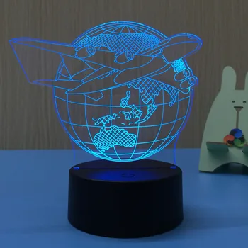 

Airplane Earth 3D LED Lamp Night Light USB LED Illusion Atmosphere Vision Table Lamp for Children Bedroom Decor Novelty Gift