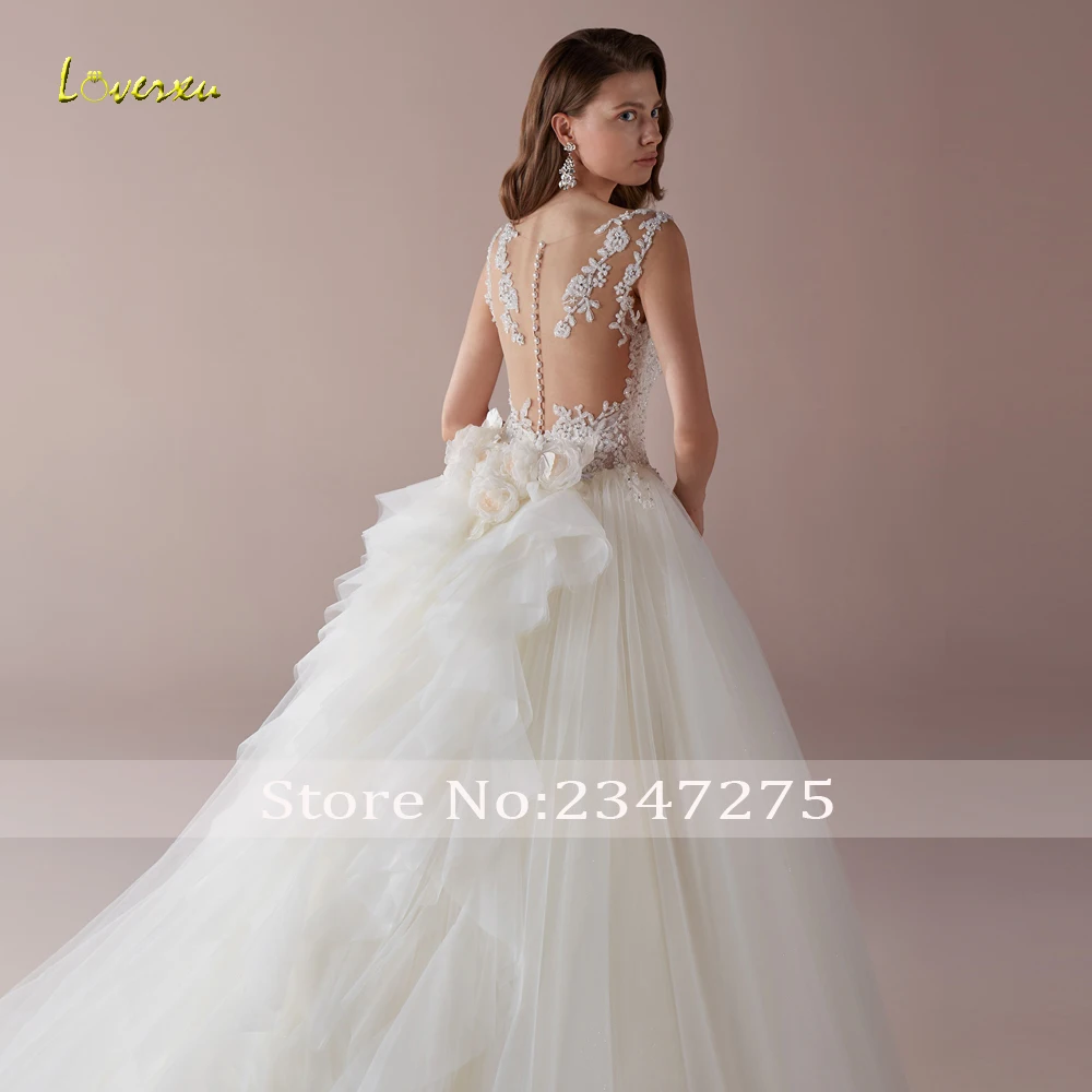 Loverxu Сексуальная легкая, Милая свадебное платье принцессы класса люкс с аппликацией в виде цветной бисер с длинным шлейфом Свадебные платья в стиле винтаж