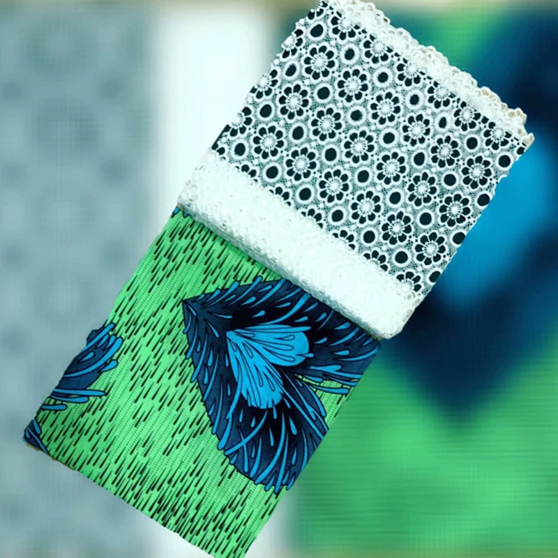 

African Print Fabric Wax Cloth Net Cloth Matching Ankara Fabric 100% Cotton 3 Yards Punch 2.5 Yards Lace Rich Getzner Quality