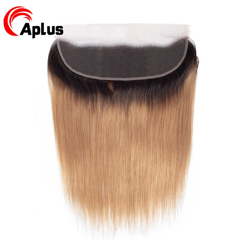 

Aplus Ombre 13x4 Ear To Ear Pre Plucked Lace Frontal Closure 1b/27 Two Tone Remy Human Hair Brazilian Straight Blonde Frontal