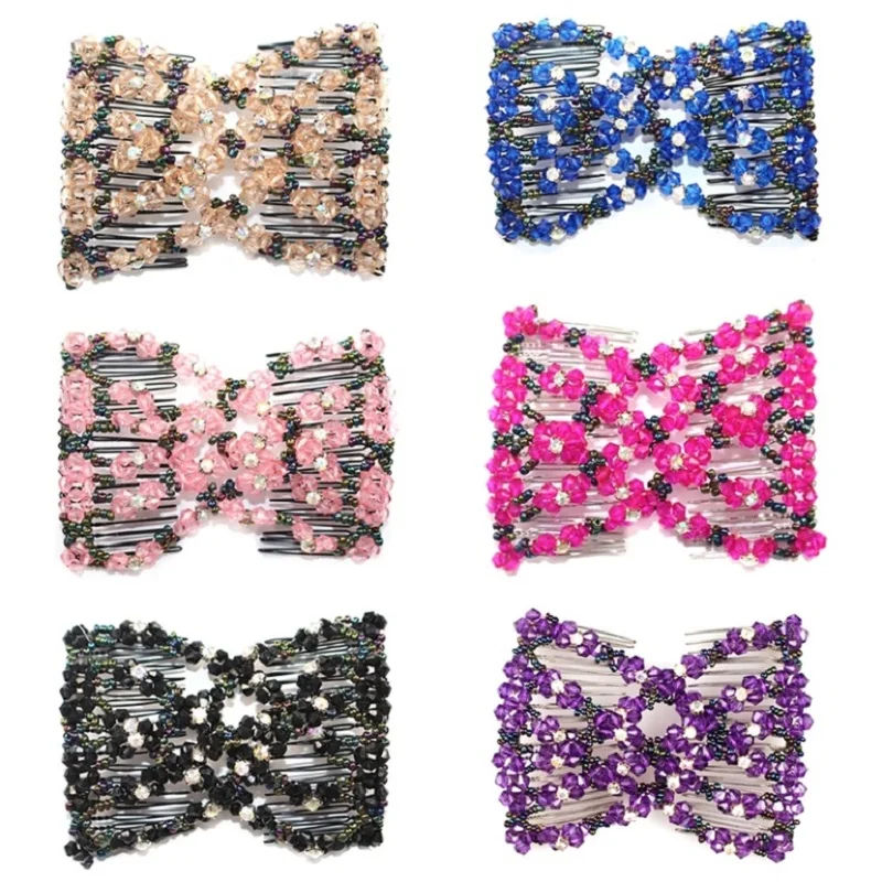 

Magic Hair Comb EZ Beaded Double Stretchy Fashion Elastic Women Clips Hairstyle Elegant women Beaded style
