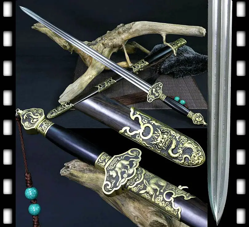 Full Tang Damascus Steel Blade Sharp Chinese Sword Qing Dynasty Tai Chi