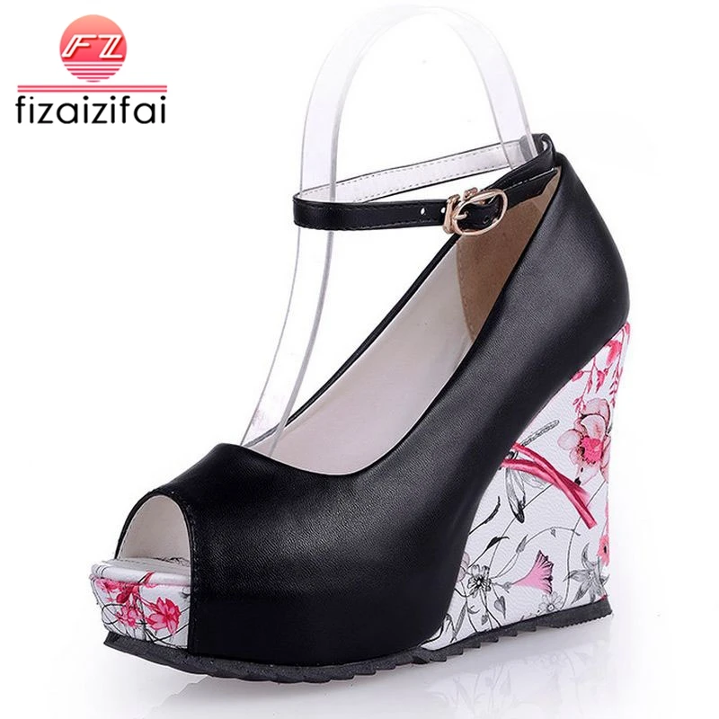 Ankle Strap Peep toe Wedges Platform Summer Pumps For Women Casual