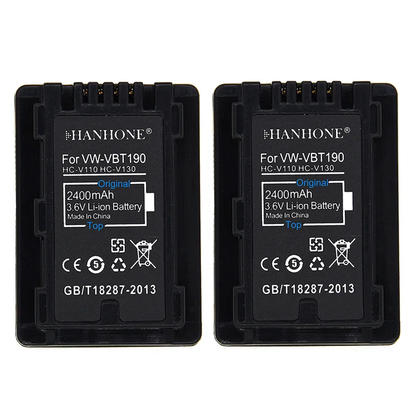 2 шт 2400 mAh VW-VBT380 VW-VBT190 Батарея для Panasonic HC-V720, HC-V727, HC-V730, HC-V750, HC-V757, HC-V760, HC-V770