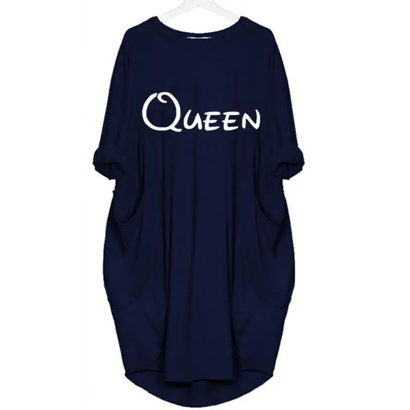 Новое поступление, футболка с карманом для женщин, королевские буквы, принт размера плюс, топы, Футболка Harajuku Femme, Забавный Tumblr, летний, японский, корейский - Цвет: Blue