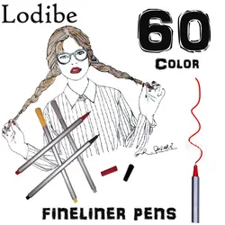 Су Цвет Fineliner Цвет Pen Set, набор из 60 Ассорти Цвета, 0,4 мм Цветной Fine Liner эскиз рисунок пером, пористый точка маркер