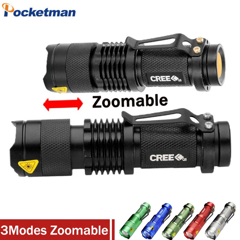 

High-quality Mini LED Flashlight Q5 2000LM Powerful Flashlight LED Laterna 3Modes Zoomable Portable 6Colors Torch z50