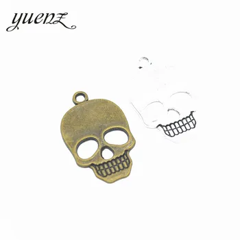 

YuenZ 5pcs Antique Silver Plated skull Charms Metal Pendants for Jewelry Making DIY Handmade Craft 35*22mm F11