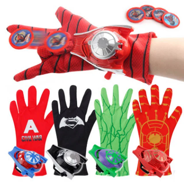 

New Marvel Super heroes Spider - Man Gloves Laucher Spiderman Batman Wrist Launchers Hulk Toys For Children Christmas Gift Drop