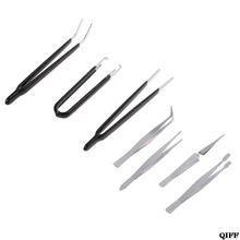 Прямая поставка и 7 шт. антистатические Электроника Пинцет прямой изогнутые электронные ремесло Ремонт Инструменты MAY28
