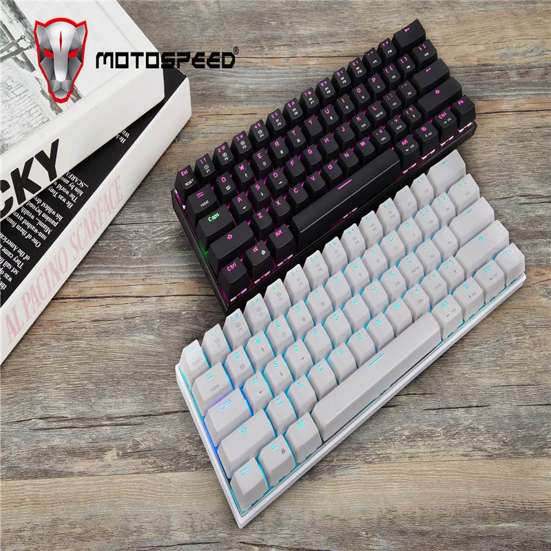 MOTOSPEED CK62 Keyboard Wired/Bluetooth Keyboard Dual Mode Mechanical Keyboard 61 Keys RGB LED Back