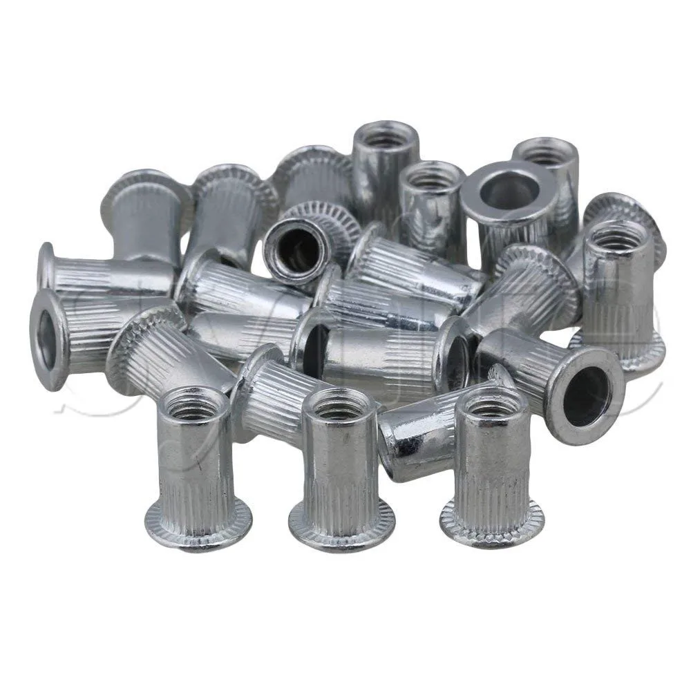 Rivet Nuts Assortment Flat Head Threaded Insert Nuts Rivet Nut Set 165pcs Color Zinc Plating M3 M4 M5 M6 M8