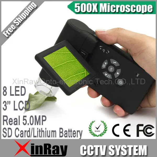 

WINMAX Professional Handheld Digital 500X USB Microscope Real 5.0MP 3.5'' LCD Display 8 LED USB SD Card Lithium Battery UM039.