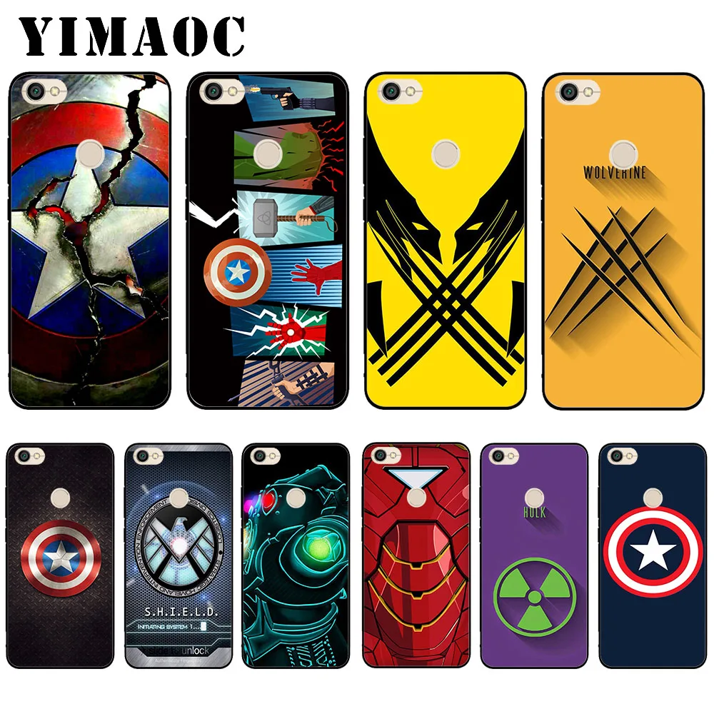 

YIMAOC Marvel Comics logo Black Soft Silicone Case for Xiaomi Redmi Note 6 Pro 7 Pro S2 Go Cover