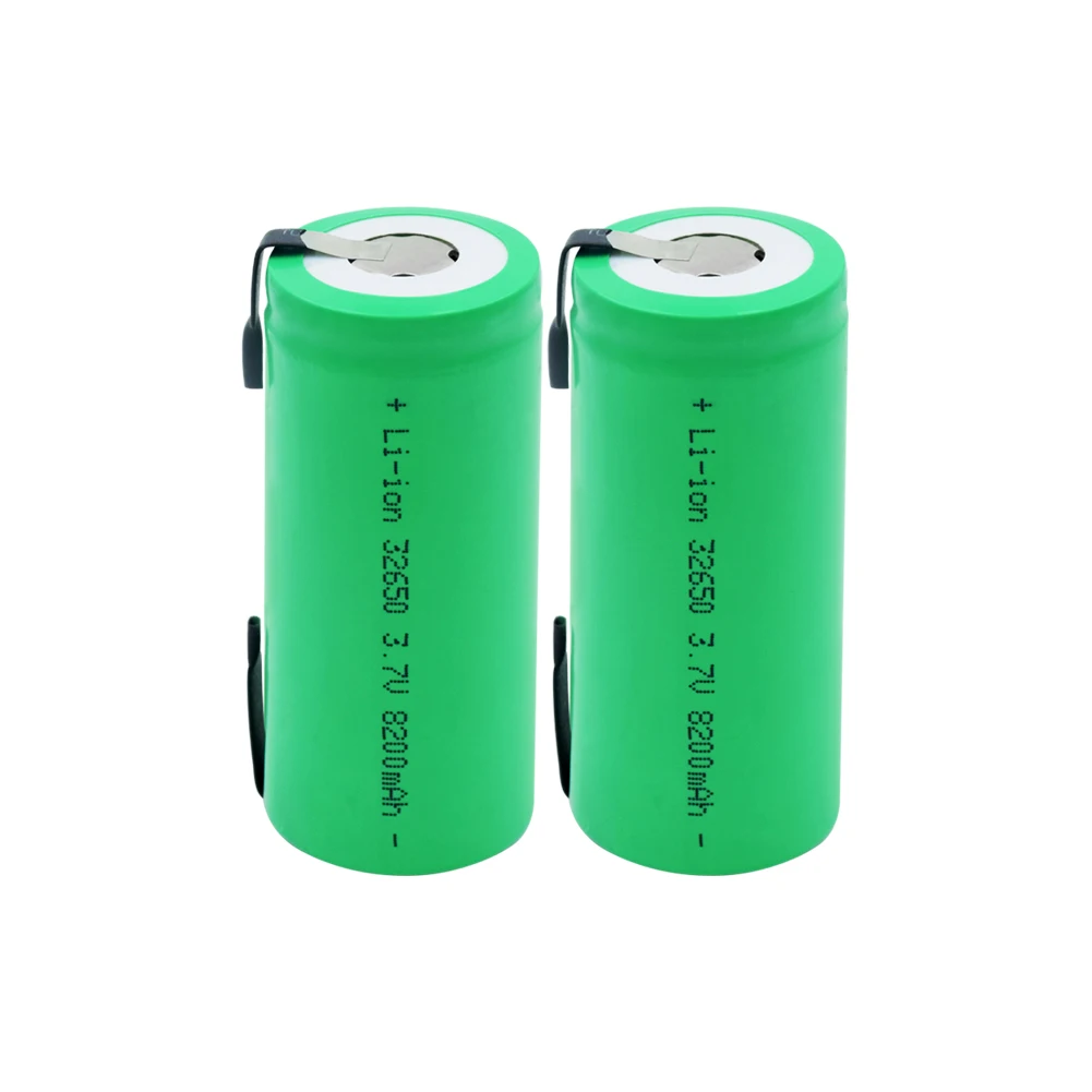 3 7 V перезаряжаемая 8200mAh 32650 литий ионная батарея с вкладками для сварки фонарей