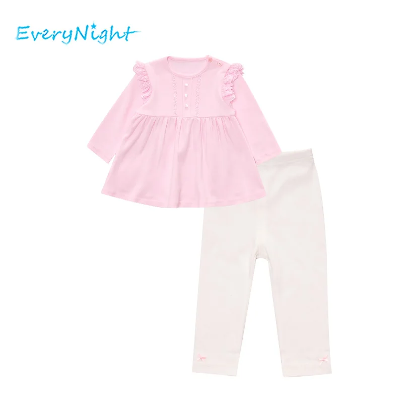 

Every Night Summer Baby Girl Clothing Sets 2017 Children Sets Cotton Suits Lace T Shirt+Pants 2 Piece Kids 0-12M Baby Girls Sets
