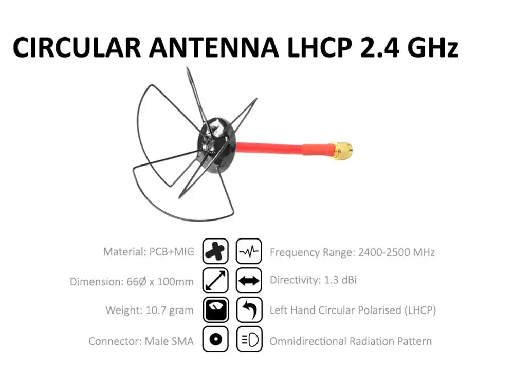 FuriousFPV 2,4 GHz 1.3dBi RHCP/LHCP круговая FPV антенна SMA Мужская для FPV гоночный Радиоуправляемый Дрон передатчик запасные части Аксессуары