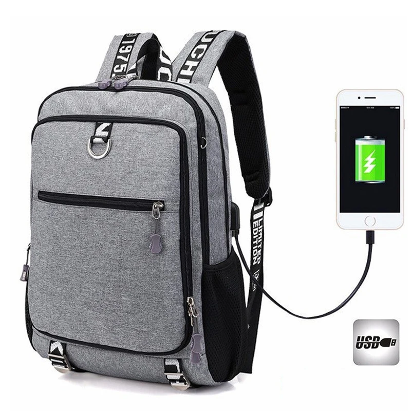 Mochila para hombre, impermeable, con carga USB, Mochila deportiva de viaje, mochila informal para ordenador portátil, para hombre paquete