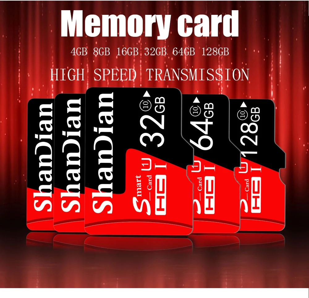 Shandian горячая Распродажа, оригинальная Micro SD карта, 64 ГБ, 16 ГБ, 8 ГБ, 32 ГБ, 4 Гб, карта памяти, TF карта, Бесплатный SD адаптер в розничной упаковке