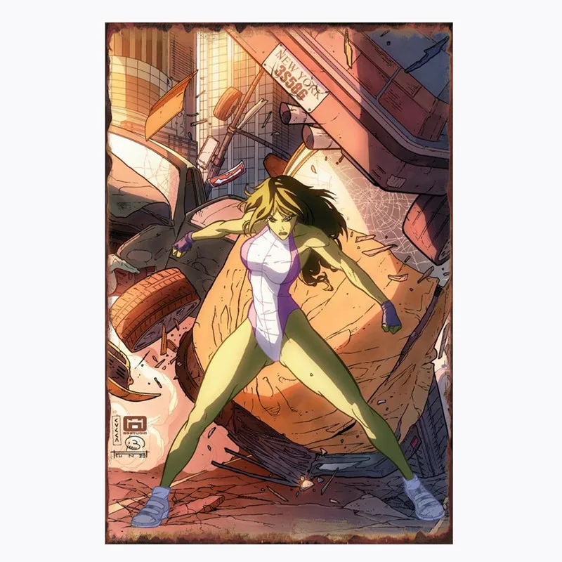 Мстители Капитан Америка она Халк росомаха Бэтмен плакат супергероя настенная табличка для бара бар Домашний декор винтажные металлические знаки YN175 - Цвет: NEW0080B