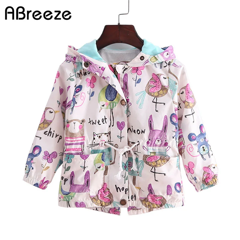 Casual com Capuz Outerwear para Meninas Pintados à Mão Novo Primavera Verão Meninas Jaquetas Moda Crianças Roupas Protetor Solar 2-8 t &