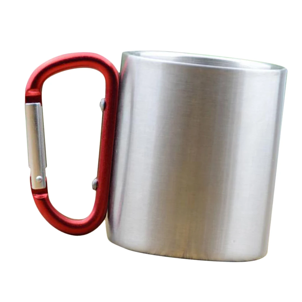 Amagogo 150ml Camping Mug Carabiner Lock Metal Outdoor Backpacking Travel Cups Beer Coffee For Climbing