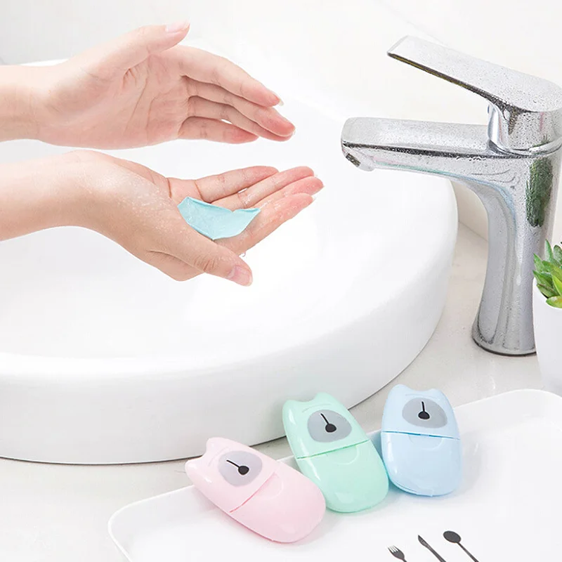 

50PCS/box Outdoor Travel Soap Paper Washing Hand Bath Clean Scented Slice Sheets Disposable Boxe Soap Portable Mini Paper Soap