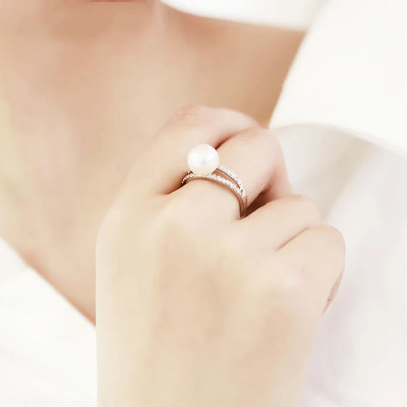 

DMCRFP012 9-10mm Semi-round Pearl Ring Copper plated platinum Ring For Women