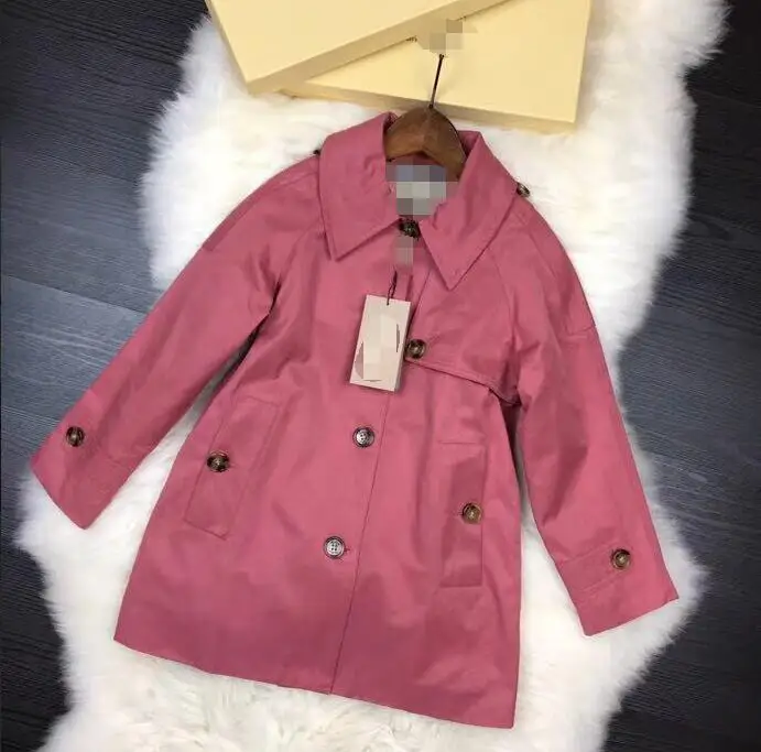 

Retail 2018 Autumn Big Girls Boys 120-160cm New Arrival Good quality Leisure temperament Button fashion lapel long coat 4350A2