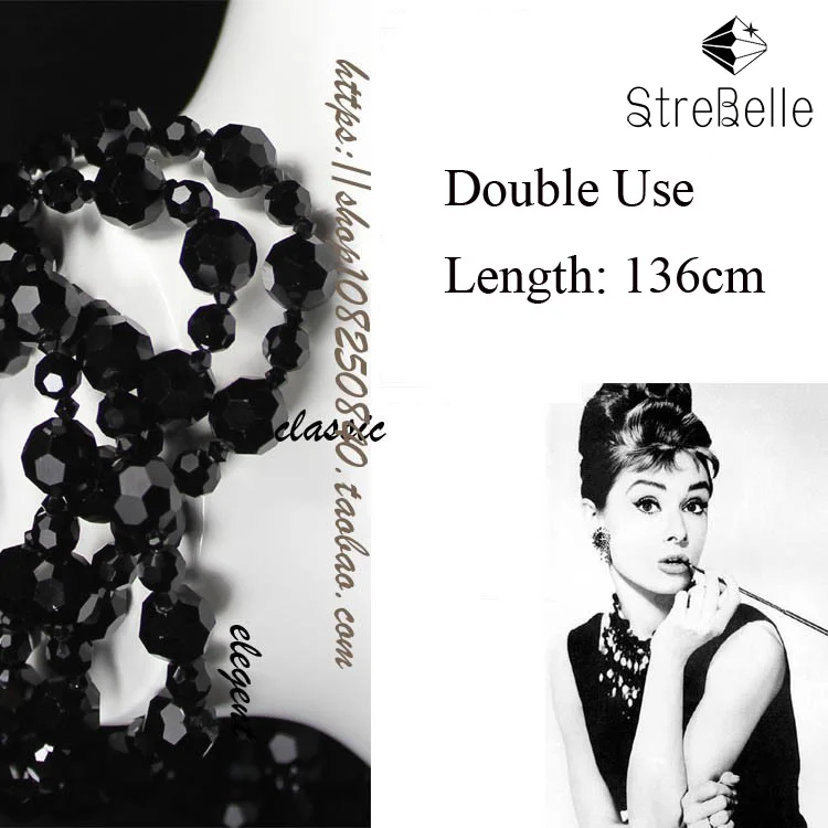 Günstige Neue Angekommene Zwei Schichten Lange Halskette Einfach Spiel Klassische Schwarz Kristall Perlen Halskette Frauen schmuck aussage halskette