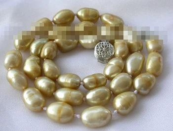 

FREE SHIPPING>@@> 0794 baroque champagne freshwater cultured pearl necklace