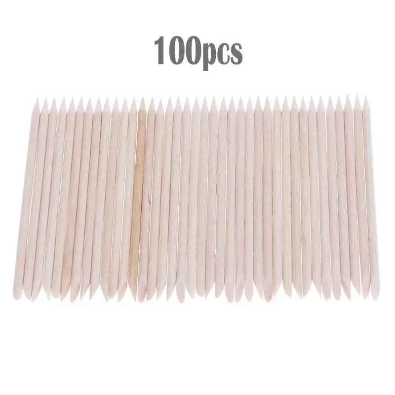 

100pcs Nail Art Wood Stick Cuticle Pusher Remover for Nail Art Care Manicures Angled Orange Sticks Nail Art Tools Free Shipping