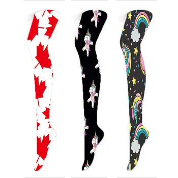

2019 1Pair High elasticity Long Knee Stockings Womens Fashion printed thin Nylon Stockings Female High Over Knee Socks 6S-SW28