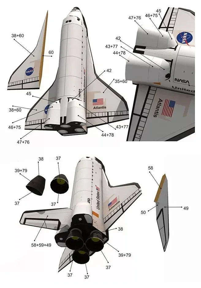 3D бумажная модель 1: 150 Атлантис космический корабль пазл ручной работы литая