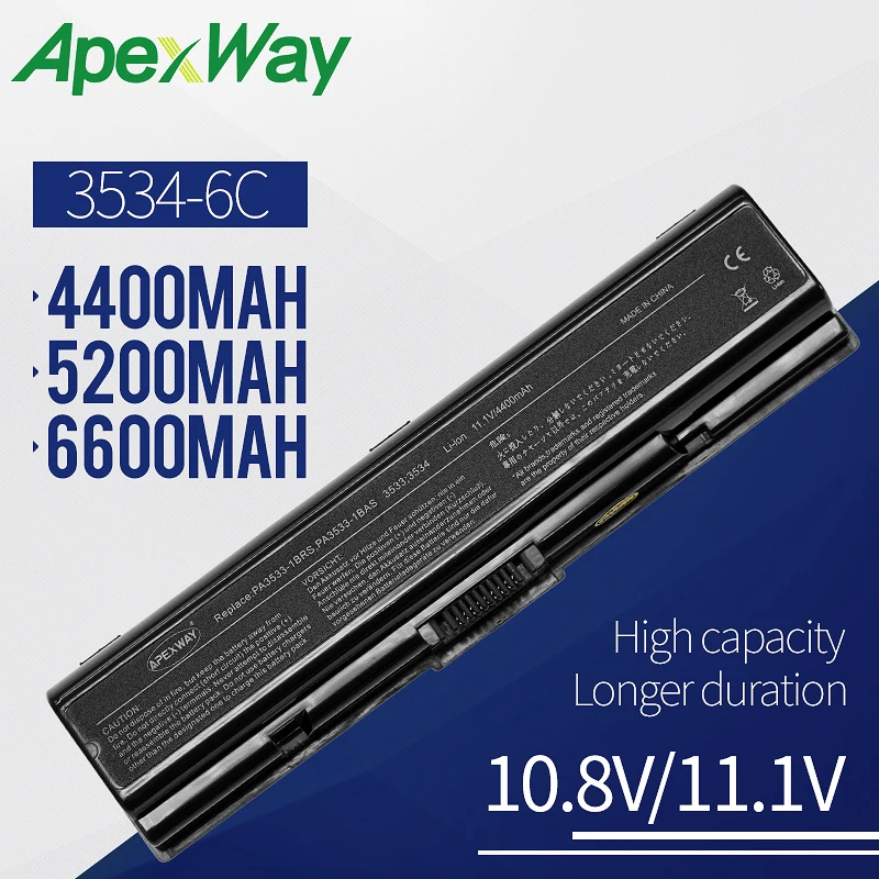 

Apexway Laptop Battery For Toshiba PA3534 PA3534U-1BAS PA3534U-1BRS Battery for Laptop A300 A500 L200 L300 L500 L550 L555 6 Cell