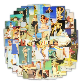 

Sticker for Wall Decor Room Wall Retro Old School Stickers Mirror PVC for Refrigerator Decoration Mural Women Sticker 100 PCS