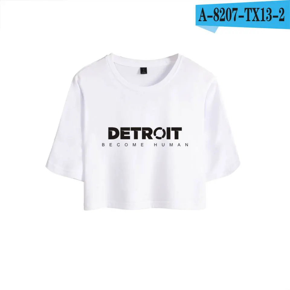 LUCKYFRIDAYF Детройт стать человеком Короткий Топ Футболка Горячая игра хлопок короткий рукав сексуальные футболки женская повседневная одежда - Цвет: White