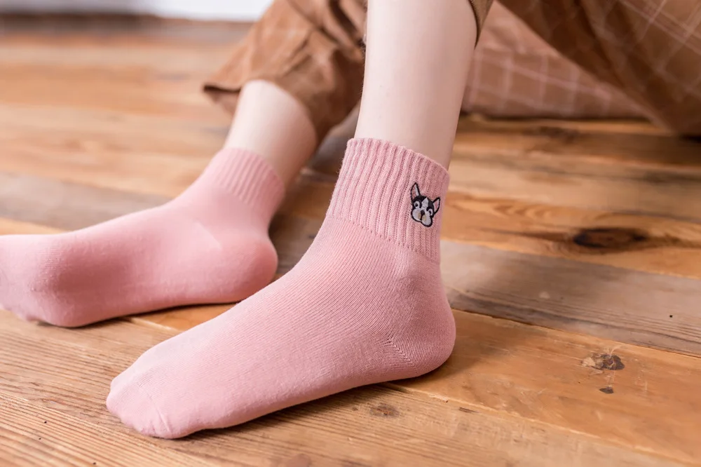 Moda Mulaya/новые женские носки зимой года, японские носки с вышивкой животных из мультфильмов, женские короткие носки из хлопка