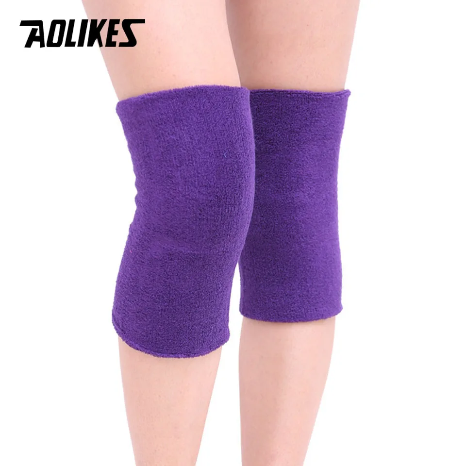 AOLIKES 2 шт./лот дышащие Теплые полотенца Нескользящие танцевальные лыжные наколенники s Спорт на открытом воздухе ноги рукав наколенники мягкие наколенники Поддержка колена - Цвет: Purple