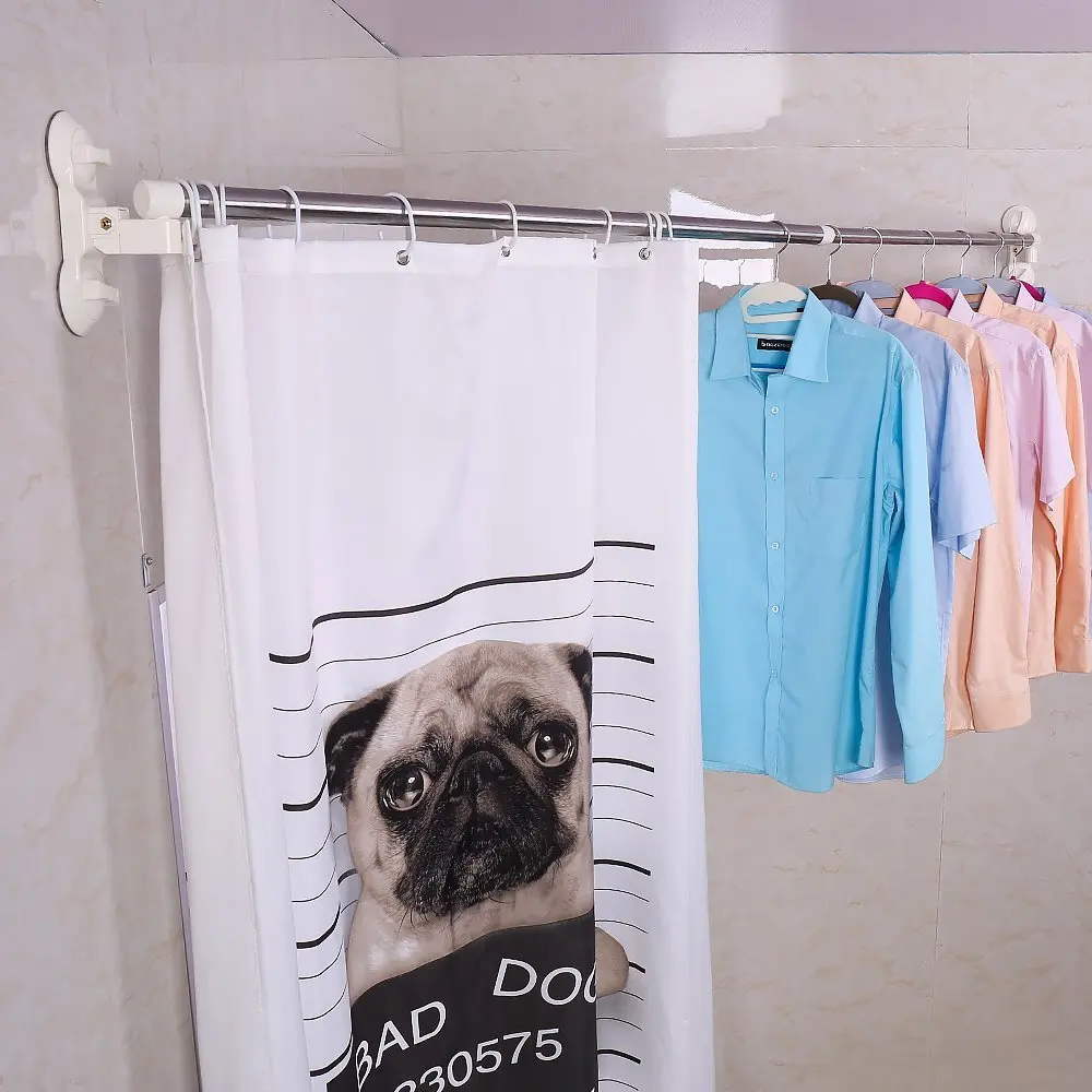 

Expandable Shower Curtain Rail Pole Bath Curtain Rod Clothes Towels Bar Hanger Clothing Drying Rack 51.18'' - 85'' DQ1613