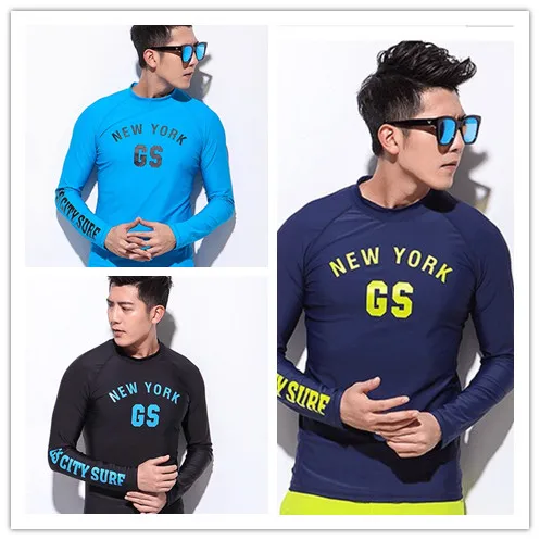 

Men's long sleeve swimming shirts black blue wetuit tops male sunscreen split surfing shirts swimwear jellyfish diving suit