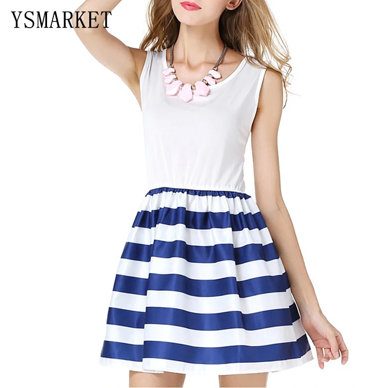 YSMARKET White Elegant Women Cotton Mini Dress Party Ladies