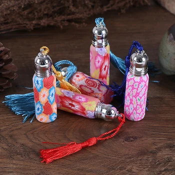 

1pc/4pcs Mini Refillable Perfume Bottle Glass Perfume Roll on Bottle with Glass Ball Polymer Clay Roller Essential Oil Bottle