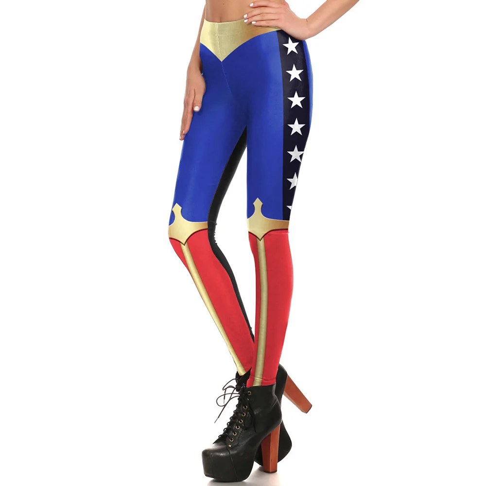 

KDK1692 Sexy Girl Comic Wonder Woman Avengers Cosplay Printed Elastic Slim Fitness Women Jogging Sport Yoga Leggings Pants