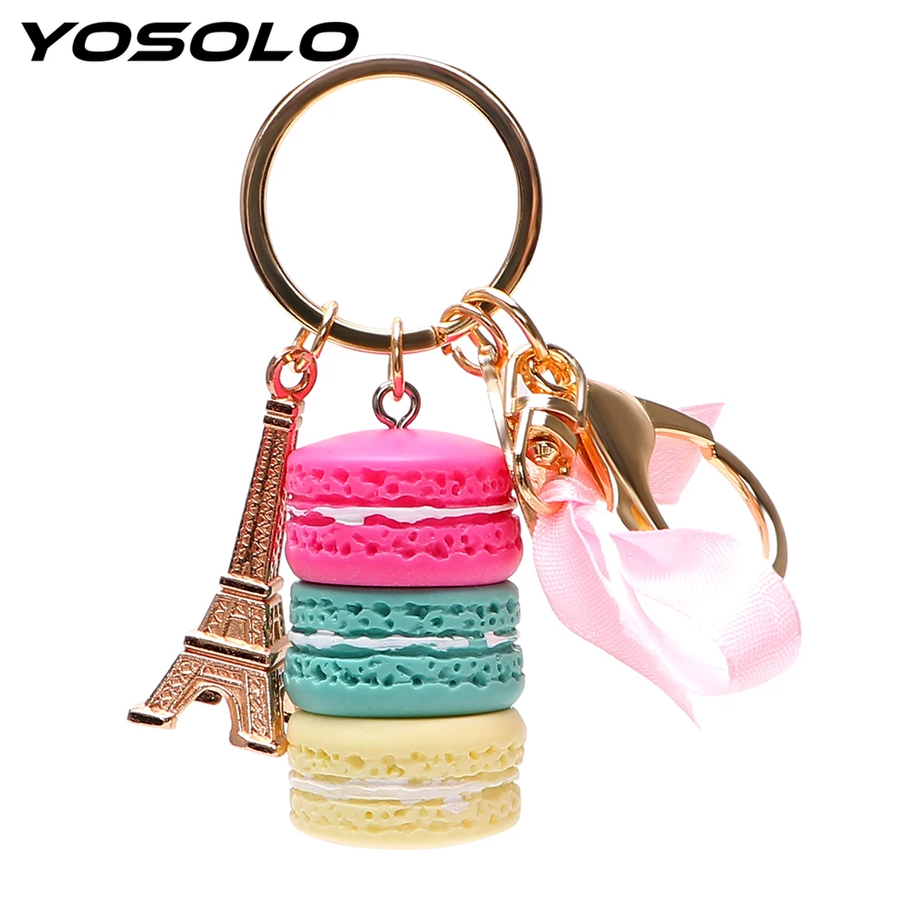 

Keyring Key Chain Eiffel Tower Key Holder Gold Metal Lovely Macaron Keychains Car Key Rings Auto Accessories Gifts for Girls