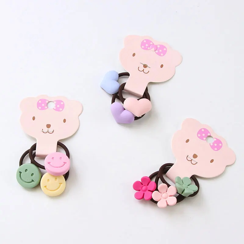 3Pcs/Set Good Quality Candy Colors Cartoon Acrylic Girls Elastic Rubber Bands Cute Hair Bands Ponytail Holder Hair Accessories