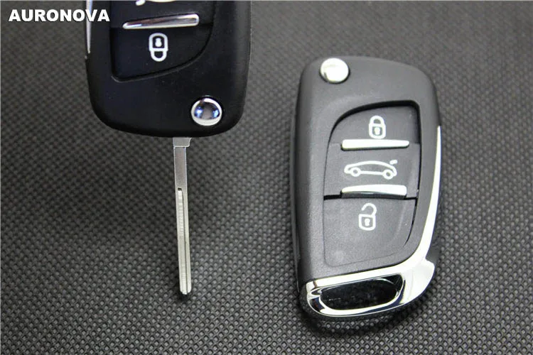AURONOVA новое обновление складной Корпус ключа для Peugeot 307 308 408 3 кнопки дистанционного автомобиль случае ключ с канавкой лезвия HU83