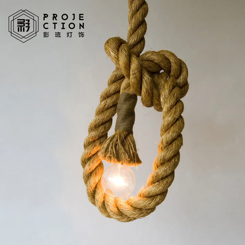 

loft North American country retro 1 Light DIY Art Hemp Rope Light Creative Hemp Rope Chandelier length100cm