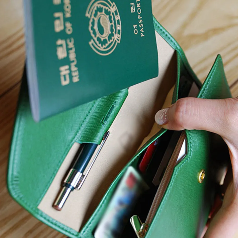 CONEED унисекс кожаный держатель для карт многоцелевой дорожный кошелек для паспорта чистый цвет короткий трехкратный держатель для документов No12