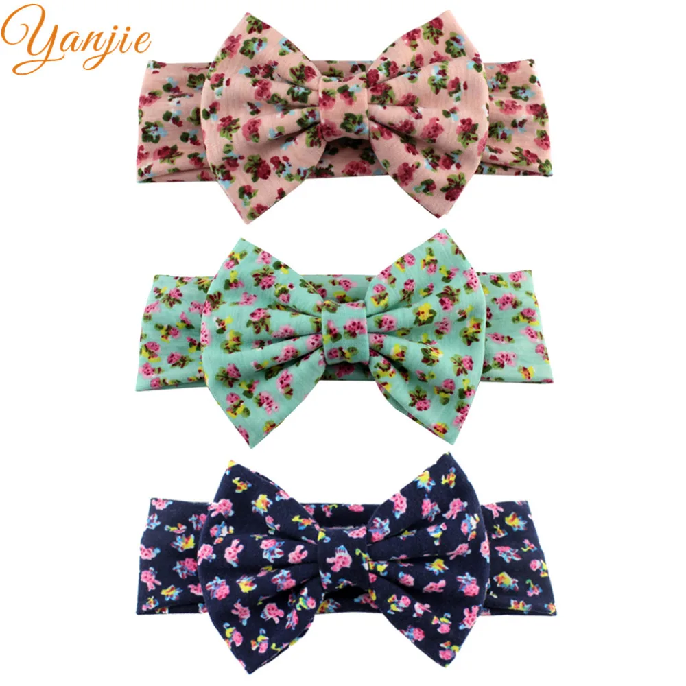 Girls 5'' Big Flowers Hair Bow Headband For Kids Winter Large Flower Turban Elastic Hair Band Girls Floral Hair Accessories